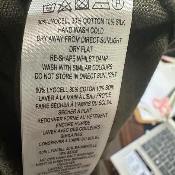 French Connection Women’s Size M Olive Green Long Sleeve Relaxed Tie-Sleeve 1038 - Picture 6 of 7